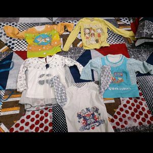 Combo Of 7 Full Sleeves Tops & Frock For 3-4 Years