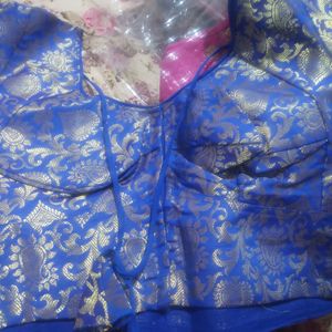 Brocade blouse  royal blue colour