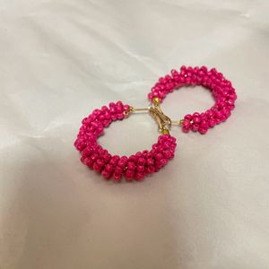 Dark Pink Hoop Earring