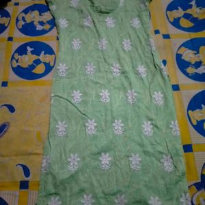 Green Kurti With Different Neck Design