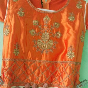 Silk Lahnga In Zari Work For Girls