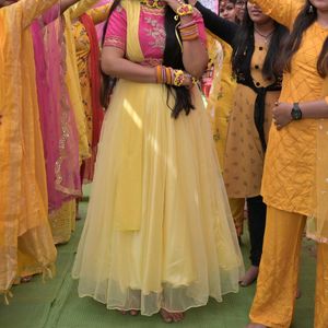 Pink And Yellow Lehenga With Blouse