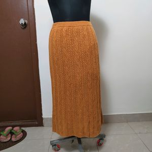 Coral Ribbed Midi Skirt