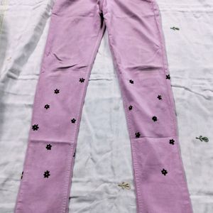 Flower Design Jeans