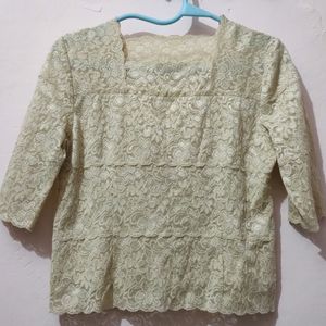 Cream Crop Lace Top