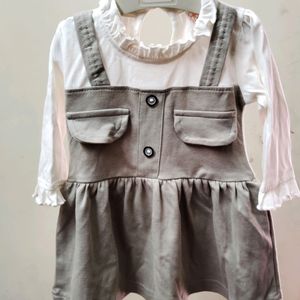 Ash & White Cute Half Frock For Babies