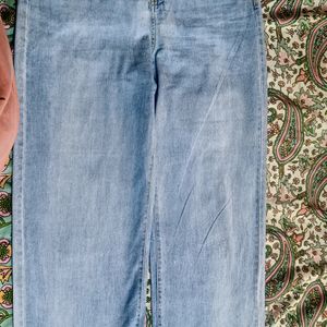 Blue straight jeans on sale