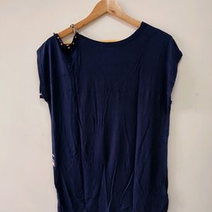 NAVY BLUE ONE SHOULDER TOP