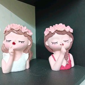 Combo Set Of 2 Fairy Girl Head Planter