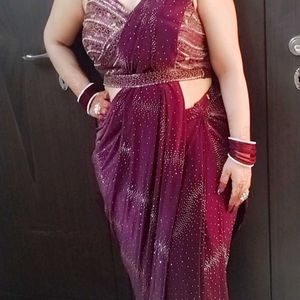 🔥Fix Price 🔥Wine Ready To Wear Saree🔥