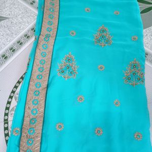 Desinger Full Worked Saree With Unstitched Blouse