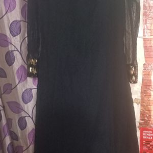 Long Black Embellished Kurta