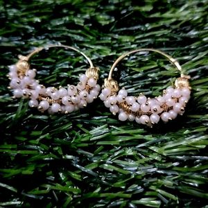 Beautiful Pearl Beaded Hoop Earrings