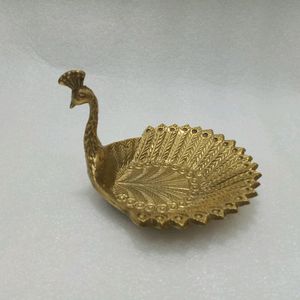 Peacock Metal Server With Gold Finish