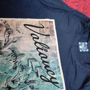 Men Printed Navy Blue T Shirt With Full Sleeve