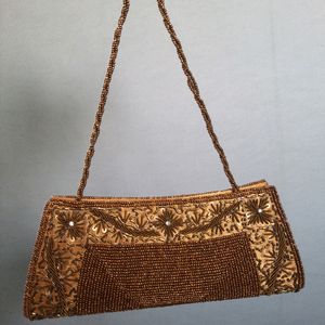 Beaded Brown Clutch