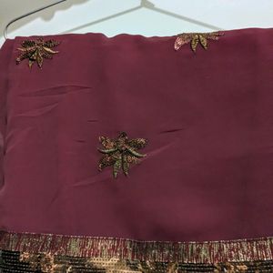 Maroon Sequins Saree