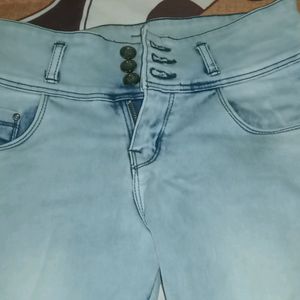 nBlue Colour Skinny Jeans With Side Pattern For Wo