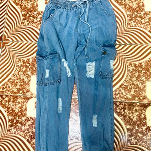 Blue Denim Torn Jogger …. Few Times Use