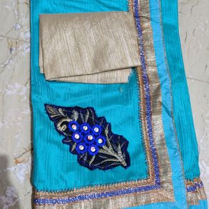 Totally New Saree With Golden Blouse Piece