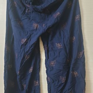 Blue Cotton palazzo with prints and elephant print