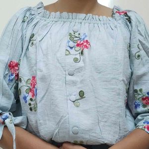 Beautiful Floral Off Shoulder Crop Top