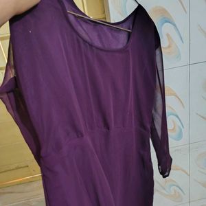 Purple Ethnic Gown Kurti With Dupatta