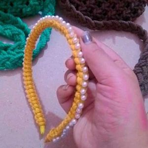 Macrame Hairband In Yellow Colour