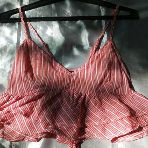 Pink Back Tie Up Crop Top