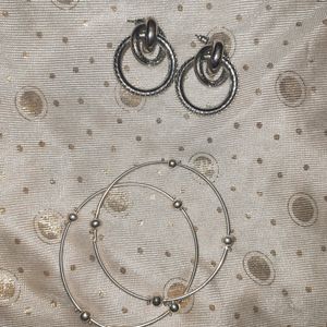 Combo Of Silver Bangle And Earing