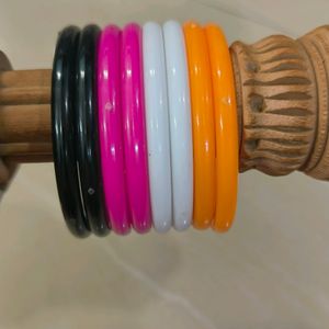 Kids Plastic Bangles - Pair Of 3 Colours