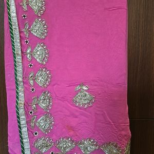 Pink Georgette Gotta Patti Saree