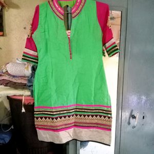 Green Kurti With Dupatta