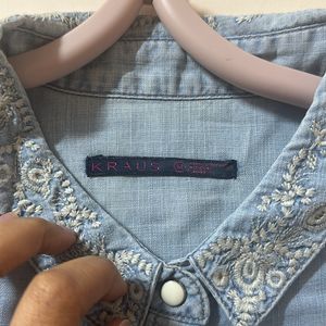 Embroidery Blue Formal Shirt