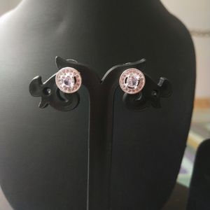 Pure Silver American Diamond Round Earings/Studs