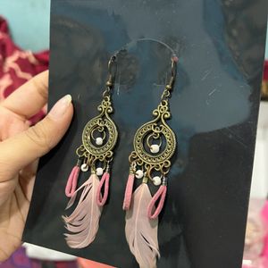 Feather Pink Earrings