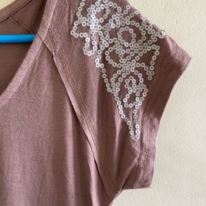 Mauve Earth Brown Stretchable Tshirt