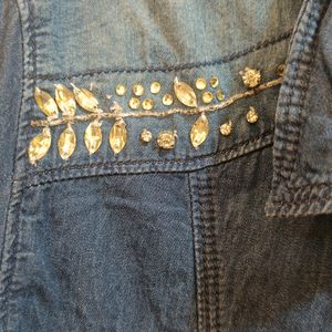 Denim Shirt With Sequence Work