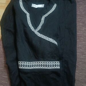 Beautiful Black Kurta with White Embroidery