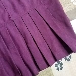 Burgundy Pencil Skirt with Pleats