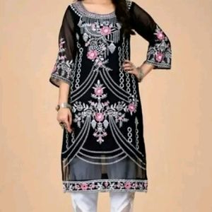 M Size Georgette Kurti And Pant Set