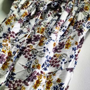 White With Floral Print Dress (Women's)