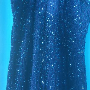 Navy Blue Sequined Cocktail Gown