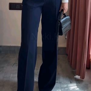 Wide Leg Trousers -Midnight Blue