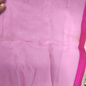 Fresh Pink Saree With Designer Blouse