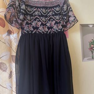 Navy Blue Floral Dress