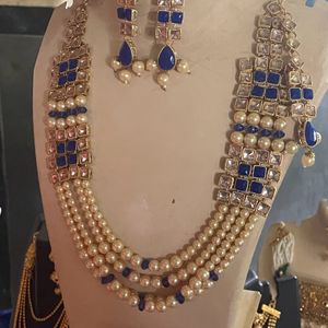 Moti, Diamond Necklace Set With Earrings Mangtika