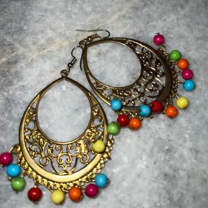 Set Of 2- Long Round Earrings