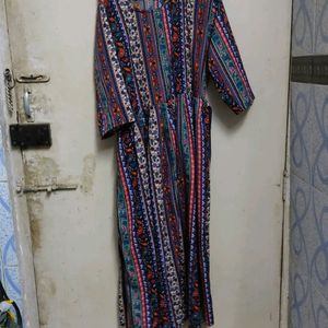 Multicolour Dailywear Gown With Belt