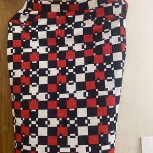 Red Black Check Skirt